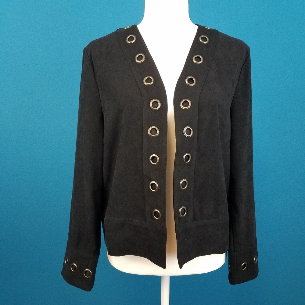 🆕️ ⚫️ NEON ROSE Grommet Faux Suede Jacket // (NWOT)